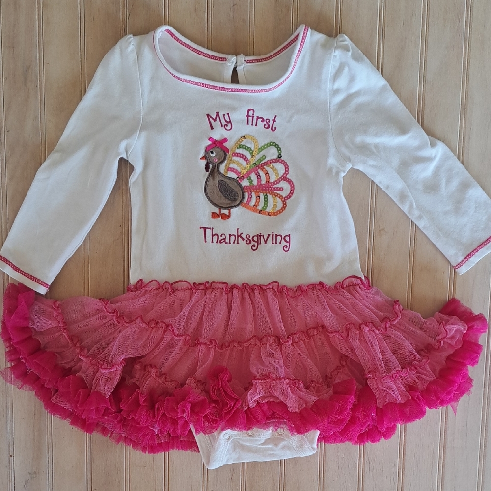 Koala Infant Girl "My First Thanksgiving" Tutu Flowy Dress Bodysuit Festive
